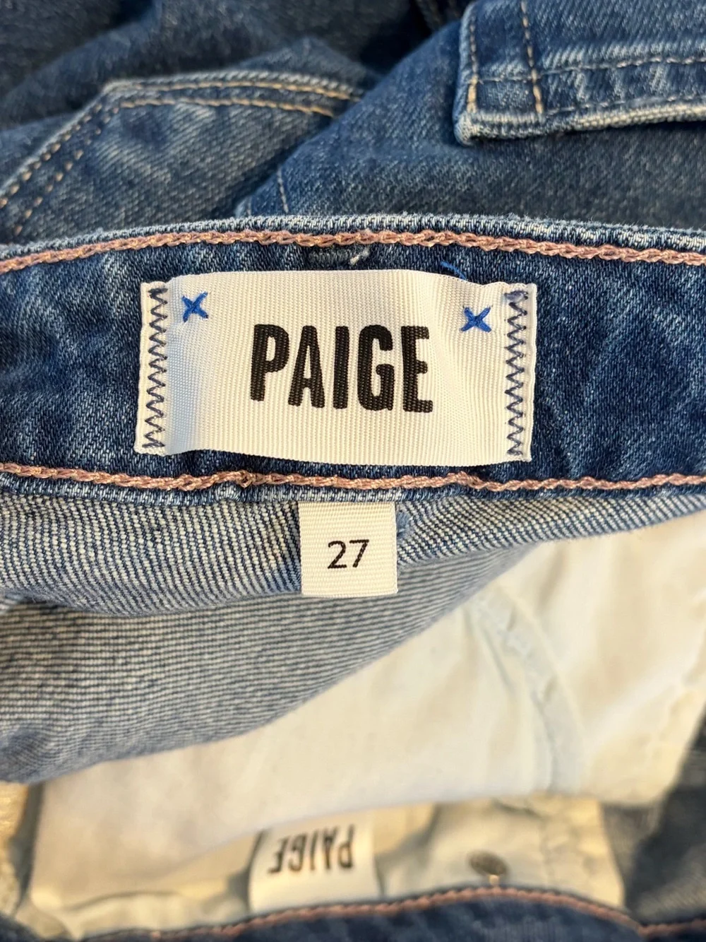 PAIGE High Rise Laurel Canyon Raw Hem Flare Jeans Freesia Destructed
